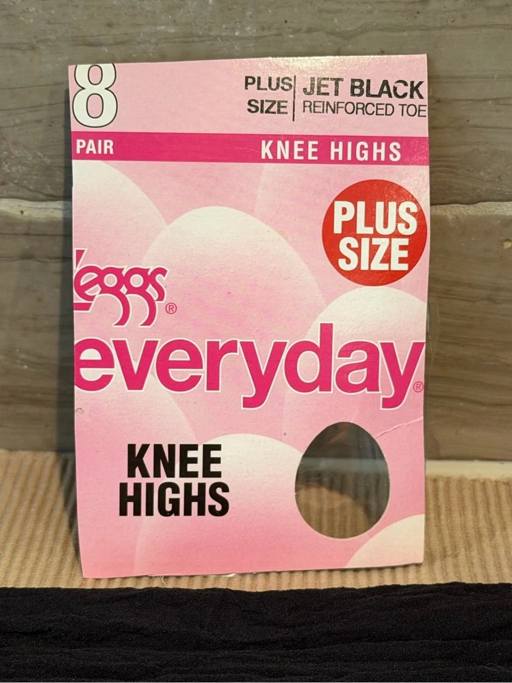 Vintage L'eggs Everyday Plus Size Jet Black Knee Highs Lot of 4 Pairs